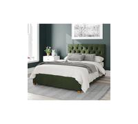 Olivier Upholstered Ottoman Storage Bed, Plush Velvet Fabric Aspire Dark Olive Small Double