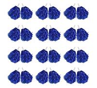 Olivine 24Pcs Cheerleading Pom Poms Metallic Foil Cheer Pom Poms with Plastic Handle for Adults Kids Cheerleaders Party, Blue (500120309A4)