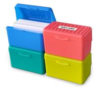 Olivo Index Card Holder Box 3x5 Flash Note Card Holder Storage File Box Organizer Case for 3"x5" Cards, 4 Colors Pack