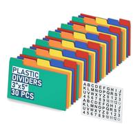 Olivo Plastic Index Card Dividers 3x5 Poly Index Card Guides Set with 1/5 Cut Tabs for A-Z Alphabet, Assorted Colors, 30 Pack