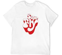 Olivotti Men's Super Fly 100 Blaxploitation Superfly Buddah Curtis Mayfield Cotton T-Shirt Top Tshirt Short-Sleeved White S