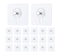Olivvia 20 Pack Self Adhesive Picture Hooks, Heavy Duty Wall Hooks No Nails, Transparent Waterproof Sticky Hangers, Max Load 22lbs(10kg), 6x6cm for Hanging Photo Frames, Kitchen Bathroom Decor