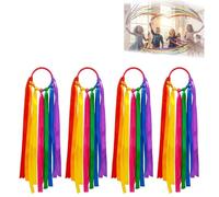 Olivvia 4 Pack Rainbow Gymnastics Ribbon for Kids, Dance Ribbons Streamers with Wands, Colorful Rhythmic Art Gymnastic Batons for Talent Shows, Physical Training, Party Favors & Activities