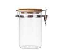 OLiWia Metal Snap Bamboo Lid Transparent Glass Storage Jar Moisture Resistant Sealing Jar Candy Cereal Food Storage Container Kitchen Organizer