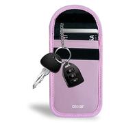 Olixar Car Key Signal Blocker Pouch, RFID Faraday Bag that Protects your Car from Theft - Credit Card Slots, Fits in Hand Bag, PU Leather - Pink/Rose Gold