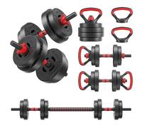 OLIXIS Adjustable Dumbbell 4 IN 1 Set, Changeable Dumbbells, Barbell, Kettlebells and Push Up Stand, Multi-Functional Exercise and Fitness for Home Gym, Classical Black,40lbs