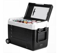 OLIXIS Portable Car Refrigerator, 53QT Dual-Zone Electric Cooler for Vehicles with Wheels & Cutting Board, -4℉-68℉ Freezer Smart Control via Bluetooth, Battery Protection, 12/24V DC & 100-240V AC