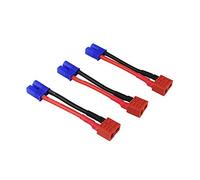 OliYin 3pcs EC2 Male to Anti-skid T-plug Deans Style Female Connector Adapter 16awg 1.96inch/5cm Wire for RC Lipo Battery(pack of 3)