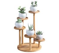 OLizee® 5-Tier Wood Plant Riser Stand: Multi-Level Plant Stand for Desktop Decor