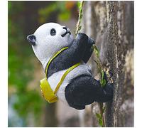 OLizee® Resin Hanging Animal Statue with Rope and Hook Climbing Panda Statue Garden Panda Figurine Yard Panda Statue Panda Sculpture Decor for Indoor Outdoor Panda