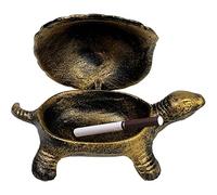OLizee® Vintage Iron Turtle Ashtray with Lid, Decorative Smoking Ashtray for Home Office Indoor Outdoor, Old Gold