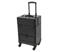 OLKKEFT Portable Makeup Organizer Suitcase, Rolling Makeup Train Case with Drawer, Cosmetic Trolley Makeup Storage Organizer with 4 Wheels for Storing Tools or Daily Necessities (Black)