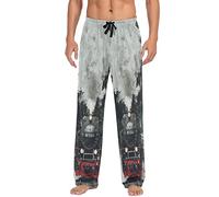 Ollabaky Men's Pajama Pants Cartoon Dinosaur Pjs Bottoms with Pockets Sleep Lounge Pants for Men, Multi- Train, XXL