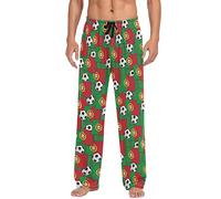 Ollabaky Men's Pajama Pants Pjs Bottoms with Pockets Sleep Lounge Pants for Men, Multi- Portugal Flags Soccer, M