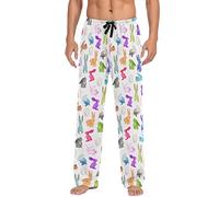 Ollabaky Men's Pajama Pants Sleepwear Pajama Pant with Pockets Lounge Pajama Bottoms for Men, Multi- Easter Egg Bunny, XL