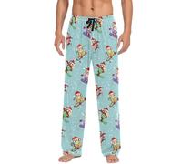 Ollabaky Pajama Pants for Men Pajama Bottoms Mens Pjs Sleep Lounge Pants with Pockets, Multi- Xmas Monkey, L