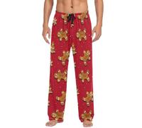Ollabaky Pajama Pants for Men PJs Bottoms Sleep Lounge Pants with Pockets, S M L XL XXL, Multi- Xmas Gingerbread Man Red, S