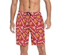 Ollabaky Pajama Shorts for Men Pajama Bottoms Men's Pjs Lounge Sleep Shorts with Pockets, Multi- Xmas Gingerbread Candy, Medium