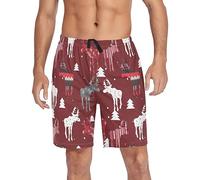 Ollabaky Pajama Shorts for Men Pajama Bottoms Men's Pjs Lounge Sleep Shorts with Pockets, Multi- Xmas Moose, Medium