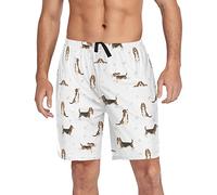 Ollabaky Pajama Shorts for Men Pjs Bottoms Sleep Shorts Lounge Wear Pajama Pants with Pocket, Multi- Basset Hound Dog, XL