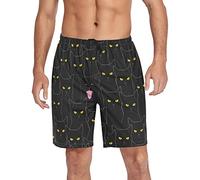 Ollabaky Pajama Shorts for Men Pjs Bottoms Sleep Shorts Lounge Wear Pajama Pants with Pocket, Multi- Black Cat, M