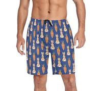 Ollabaky Pajama Shorts for Men Pjs Bottoms Sleep Shorts Lounge Wear Pajama Pants with Pocket, Multi- Easter Bunny Carrot, XX-Large