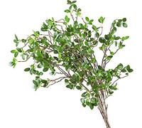 Ollain 43" Artificial Greenery Stems Plants Faux Leaf Green Eucalytus Branches Ficus Twig Fern Fake Green Bushes Shrubs for Home Party Wedding Decoration (4 Pack)