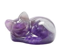 Ollanoos 1.5" Amethyst Healing Crystal Cat Figurine, Crystal Gemstone Cats Statue, Ideal for Meditators, Healers, and Women Seeking Peace