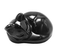 Ollanoos 1.5" Black Obsidian Cat Sculpture, Crystals Sleeping Cat Figurine for Desk Decor, Cleansing Energy, Good Luck Charm