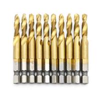 Ollanoos 10 Pcs 1/4" Drill Tap Bits Set M6, Metric Thread Fast Cut Spiral Drill Bit Set Thread ScrewHSS Hex Shank