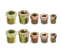 Ollanoos 10Pcs Multi-Size Threaded Bush Adaptor, Female to Male Threaded Bush Adaptor BSP Fittings, 1/8 to 1/4, 1/8 to 3/8, 3/8 to 1/2 for Air Line Hose