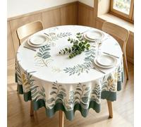 Ollanoos 150cm Round Tablecloth with Eucalyptus Floral Print | 150cm round fits 4 to 6 seats, Water repellent polyester surface, Botanical eucalyptus floral pattern