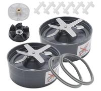 Ollanoos 2 Pcs Extractor Blades KIt, Replacement for NutriBullet 600W and Pro 900W, Includes Extra Silicone Gasket O-Ring for Enhanced Sealing