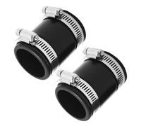 Ollanoos 2PCS Flexible PVC Pipe Couplings, Black Rubber Pipe Connectors with Stainless Steel Clamps, Suitable for Sewers, Drains, and Ventilation Systems