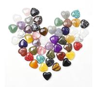 Ollanoos 50PCS Mini Heart Crystals Stones, Natural Love Shaped Gemstones, Polished Pocket Thumb Chakra Set for Reiki Meditation, Bulk Valentine's Gifts for Women (25 Colors)