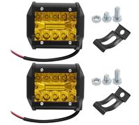 Ollanoos 60W Yellow LED Fog Light Set, Waterproof Spot Flood Lights for Various Applications, Ideal for ATV, SUV, UTE, Boat, and Truck, 2PCS