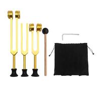 Ollanoos Golden Healing Tuning Fork Set, Includes 128Hz, 256Hz, and 512Hz, Frequency Healing Device, for Yoga and Stress-Relieving Music Therapy Tool