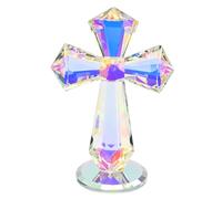 Ollanoos Handcrafted K9 Crystal Cross Decor, 6-Inch Spiritual Figurine for Easter and Christmas, Thoughtful Religious Gift to Men and Women (Multicolor)