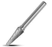 Ollanoos Industrial Grade Carbide Rotary Burr, SL-3 Double-Cut Conical Grinding Bit, Tungsten Cobalt Alloy Shaping Tool, 1/4 Inch Shank Engraving Cutter for Wood Plastic Aluminum Deburring Carving