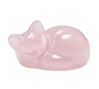Ollanoos Soothing Rose Quartz Cat Statue for Women, 1.5" Pink Sleeping Cat Sculpture to Ease Tension, Healing Crystal Gifts for Christmas