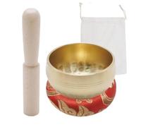 Ollanoos Tibetan Singing Bowl Set Diameter 8cm with Unique Design Including Wooden Bat and Cushion for Meditation and Relaxation
