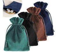 OLLBIT 5.1 x 7.8in Velvet Jewelry Pouches,4PCS Soft Velvet Bags with Drawstrings,Small Velvet Gift Bags,4 Colors Dice Bags,Drawstring Dice Pouch for Jewelry Crystal Tarot Rune