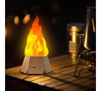 Ollcuz Fake Fire Lamp, USB Rechargeable Flameless Candles with Flickering Flame, 3-Mode LED Flame Light for Outdoor Camping Holiday Halloween Christmas Thanksgiving Table Yard Decorations