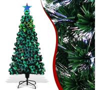 Ollewiellan Fibre Optic Christmas Tree 4 FT Xmas Trees Artificial Pre Lit Christmas Trees Green 120 cm,Lights Fibre Optic Twinkling tree with stars Automatic color-changing,Christmas Deco