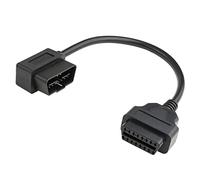 OLLGEN 1ft 30cm OBD-II OBD2 Right Angle 16 Pin Auto Car Male to Female Extension Cable Diagnostic Extender Cord Adapter