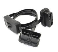 OLLGEN OBD 2 Cable Cord,Ultra Slim 16 pin M/F OBDII Extension Cable with Power Switch,Diagnostic Flat Cord Adapter Connector,70cm / 2.3feet