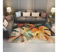 OLLIAR Home Abstract Leaves Washable Rug Geometric Monstera Leaf Area Rug for Bedroom Non Slip Low-Pile Living Room Carpet for Office Entryway 60x120cm