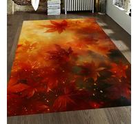 OLLIAR Home Autumn Maple Leaf Area Rug 60x90cm Modern Aesthetic Creative Design Rugs for Bedroom Non Skid Low Pile Hallway Carpet for Front Door Dining Table