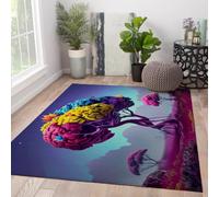 OLLIAR Home Colorful Fantasy 60x120cm Area Rugs Vibrant Tree Magical Scene Floor Mats Non Slip Washable Thin Carpet for Dining Room Balcony Game Room