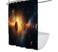 OLLIAR Home Galaxy Shower Curtains for Bathroom Decor Black Starry Sky Night Outer Space Fantasy Cosmic Universe Printed Fabric Waterproof Shower Curtain 100x180cm